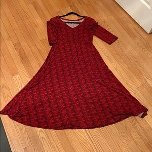 Blue Sky Rich Red Midi Dress Bamboo